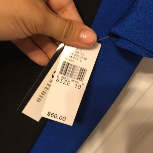 NWT AB Studio Black and Blue Long Sleeve Dress - Picture 3 of 5